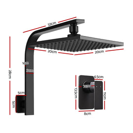 Cefito 8'' Rain Shower Head Wall Arm Square High Pressure Mixer Tap Black - 0
