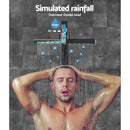 Cefito 8'' Rain Shower Head Wall Arm Square High Pressure Twins Tap Black-4