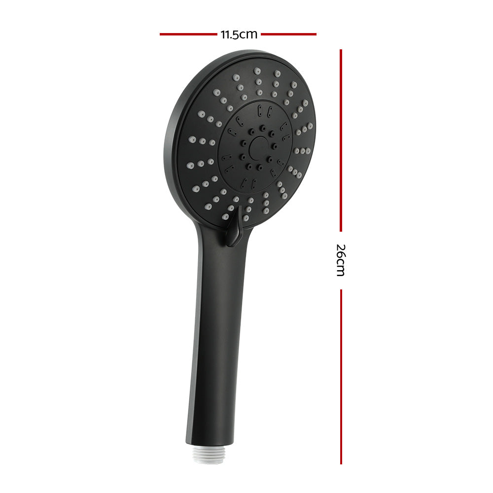 Handheld Shower Head 4.5" High Pressure 5 Modes Poweful Round Black - 0