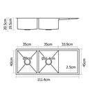 Cefito Kitchen Sink 111X45CM Stainless Steel Basin Double Bowl Silver-2