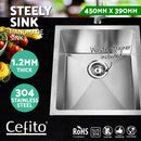 Cefito Kitchen Sink 45X39CM Stainless Steel Basin Single Bowl Silver-4