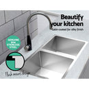 Cefito Kitchen Sink 77X45CM Stainless Steel Basin Double Bowl Silver-4