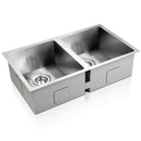 Cefito Kitchen Sink 77X45CM Stainless Steel Basin Double Bowl Silver-1