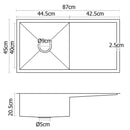 Cefito Kitchen Sink 87X45CM Stainless Steel Basin Single Bowl Silver-2