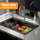 Cefito Kitchen Sink 75X45CM Stainless Steel Basin Single Bowl Drain Part Black-5