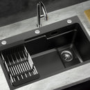 Cefito Kitchen Sink 75X45CM Stainless Steel Basin Single Bowl Drain Part Black-13
