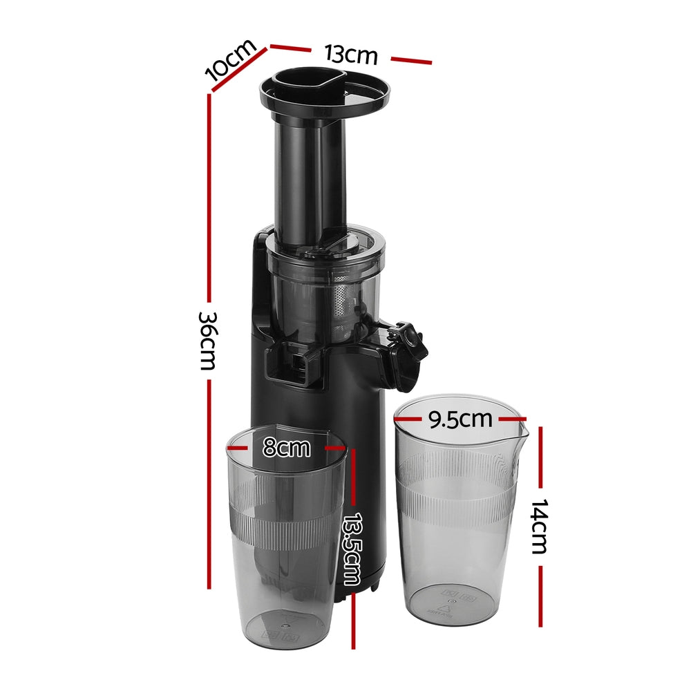 Devanti Slow Juicer Cold Press Fruit Juice Extractor 130W Black - 0