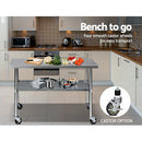 Cefito 304 Stainless Steel Kitchen Benches Work Bench Food Prep Table with Wheels 1219MM x 610MM-4