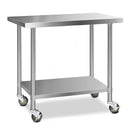 Cefito 304 Stainless Steel Kitchen Benches Work Bench Food Prep Table with Wheels 1219MM x 610MM-1
