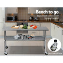 Cefito 304 Stainless Steel Kitchen Benches Work Bench Food Prep Table with Wheels 1829MM x 610MM-7