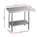 Cefito Stainless Steel Kitchen Benches Work Bench 910x610mm 430-2