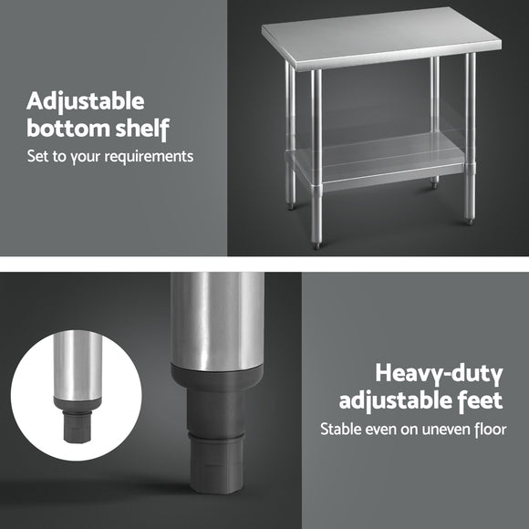 Cefito Stainless Steel Kitchen Benches Work Bench 910x610mm 430