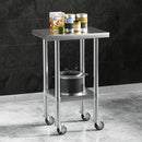 Cefito Stainless Steel Kitchen Benches Work Bench Wheels 61X46CM 430-7