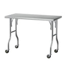 Cefito Stainless Steel Kitchen Benches Work Bench Wheels 122X61CM 430-3