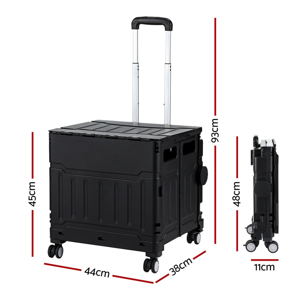 Emajin Shopping Trolley Cart 75L Foldable Black - 0