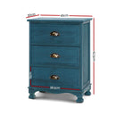 Artiss Bedside Table 3 Drawers Vintage - THYME Blue-2