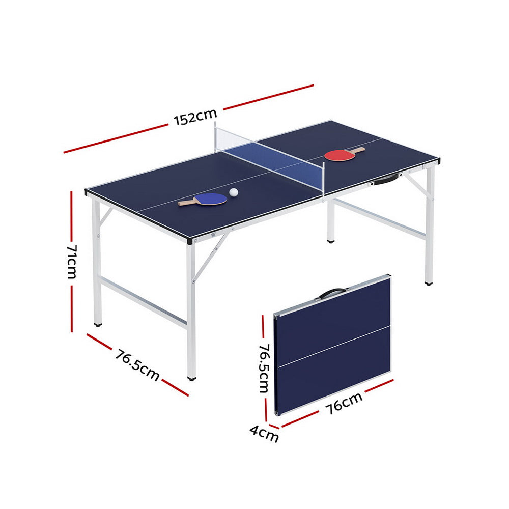 Everfit Table Tennis Ping Pong Table Portable Foldable Family Game Home Indoor - 0