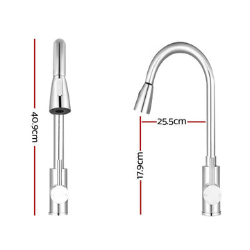 Cefito Kitchen Mixer Tap Pull Out 2 Mode Sink Faucet Basin Laundry Chrome - 0