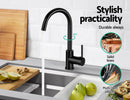Cefito Kitchen Mixer Tap Mixer Round Sink Faucet Basin Laundry Black-6
