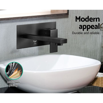 Cefito Bathroom Basin Mixer Tap Separate Faucet Vanity Laundry Black - 0
