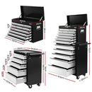 Giantz 15 Drawers Tool Chest Trolley Toolbox 2-in-1 Storage Black& Grey-2