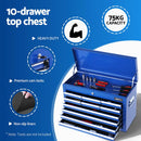 Giantz 15 Drawers Tool Chest Trolley Toolbox 2-in-1 Storage Blue-3
