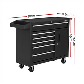 Giantz 6 Drawer Tool Box Chest Cabinet Toolbox Storage Garage Organiser Wheels - 0