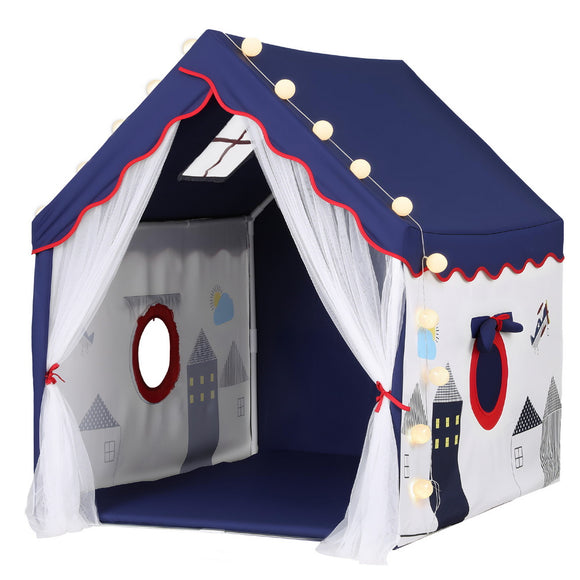 Keezi Kids Play Tent Playhouse Castle with Floor Mat String Ball Light 134X103CM