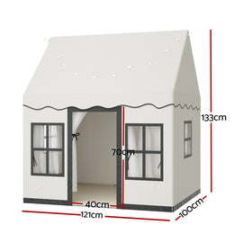 Keezi Kids Play Tent Playhouse Castle with String Lights Floor Mat Side Pocket - 0