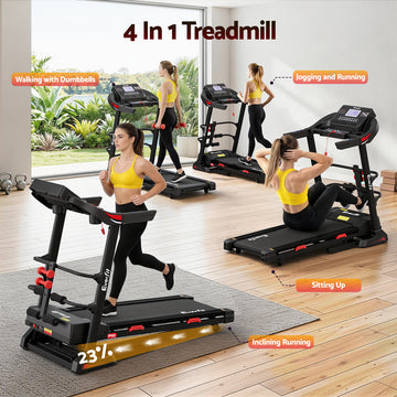 Everfit Treadmill Electric Home Gym Fitness Exercise Machine w/ Sit Up Bar 450mm - 0