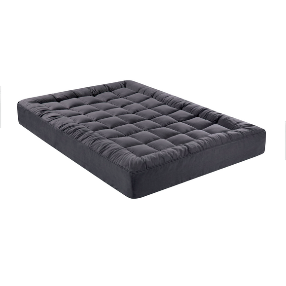Giselle Bedding Bamboo Charcoal Filling Pillowtop Topper 1000GSM 5cm Thick Pillowtop Pad for Back Pain Relief Washable with 45cm Deep Pocket Double