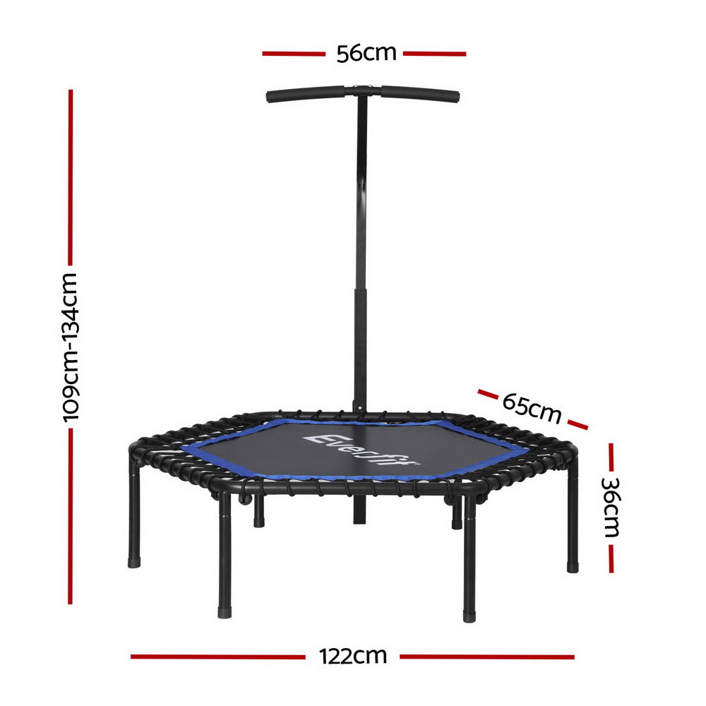Everfit 48inch Hexagon Trampoline Kids Exercise Fitness Adjustable Handrail Blue - 0