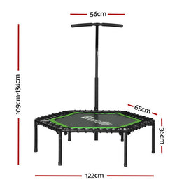 Everfit 48inch Hexagon Fitness Trampoline Rebounder Adjustable Handrail Green - 0