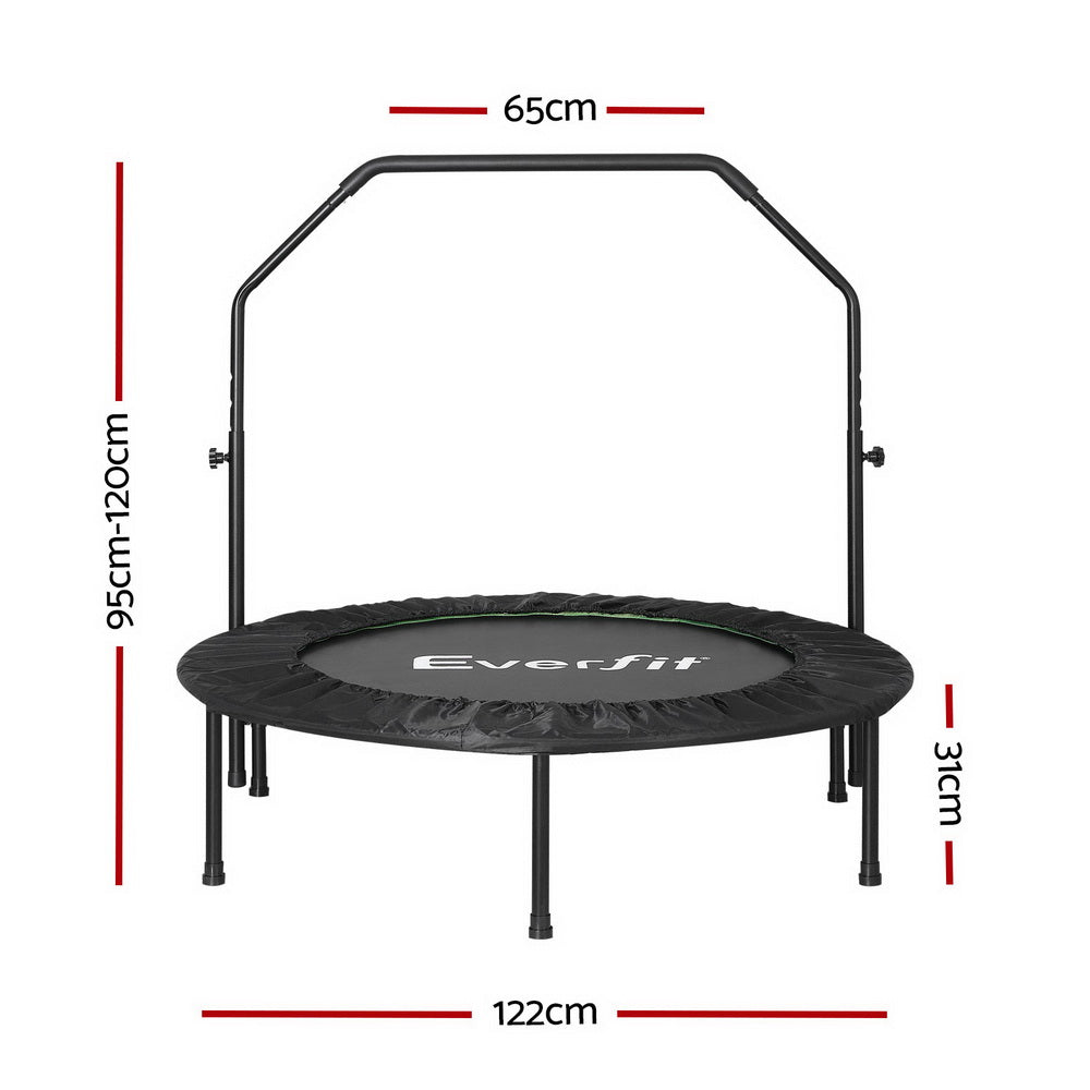 Everfit 48inch Round Fitness Trampoline Rebounder Adjustable Handrail Green - 0