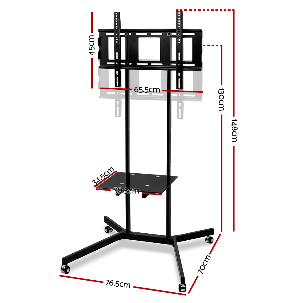 Artiss Mobile TV Stand for 32"-65" TVs Mount Bracket Portable Shelf Trolley Cart