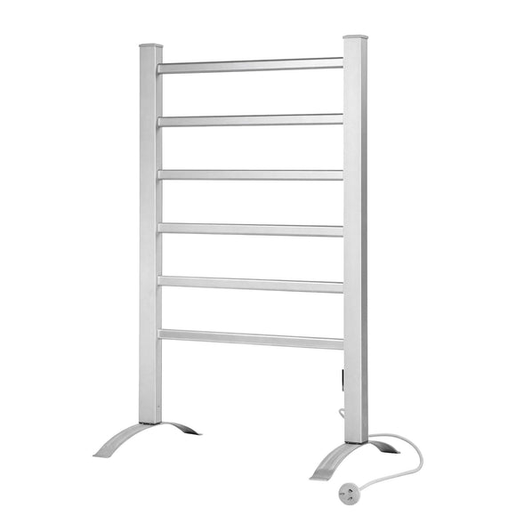 Devanti Electric Heated Towel Rail Rack 6 Bars Freestanding Clothes Dry Warmer