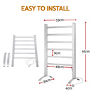 Devanti Electric Heated Towel Rail Rack 6 Bars with Timer Clothes Dry Warmer-8