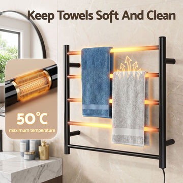 Devanti Electric Heated Towel Rail Rack 5 Bars Wall Mounted Clothes Dry Warmer - 0