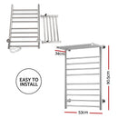 Devanti Electric Heated Towel Rail Rack 14 Bars Wall Mounted Clothes Dry Warmer-9
