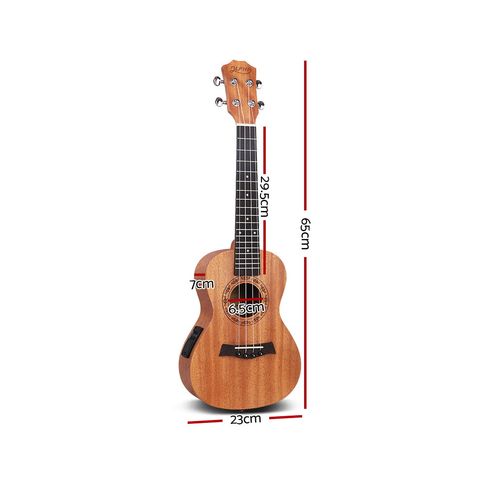 Alpha 26" Ukulele Equaliser Natural Mahogany Tenor Beginner Gift w/ Bag - 0