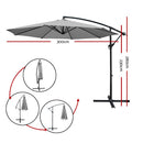 Instahut 3m Outdoor Umbrella Cantilever Beach Garden Patio Grey-3