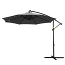 Instahut Outdoor Umbrella 3M Cantilever Beach LED Garden Shade Patio Charcoal-1