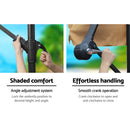 Instahut 3m Outdoor Umbrella w/Base Cantilever Garden Patio Beach Beige-5