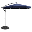 Instahut 3m Outdoor Umbrella w/Base Cantilever Garden Patio Beach Navy-1
