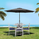 Instahut 2.7m Outdoor Umbrella w/Base Pole Stand Garden Beach Black-7