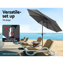 Instahut 3m Outdoor Umbrella Beach Pole Garden Patio Tilt Charcoal-4