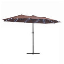Instahut Outdoor Umbrella 4.57m Solar 48 LED Double-Sided Patio Parasol Brown-1