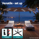 Instahut Outdoor Umbrella 4.57m Solar 48 LED Double-Sided Patio Parasol Brown-6
