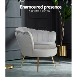 Artiss Armchair Velvet Grey Callista - 0