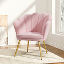Artiss Armchair Velvet Dining Nursing Lounge Chair Metal Legs Pink-1